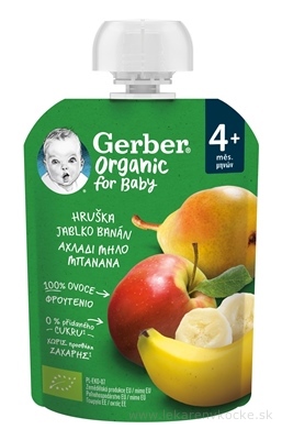 Gerber Organic Kapsička Hruška, jablko, banán bio ovocná desiata (od ukonč. 4. mesiaca) 1x90 g