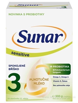 Sunar Sensitive 3 mliečna výživa (od ukonč. 12. mesiaca) 1x500 g