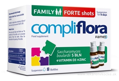 Compliflora Family Forte shots suspenzia vo fľaštičkách, broskyňová príchuť, 8x10 ml (80 ml)