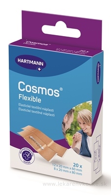 COSMOS Flexible náplasť na rany, elastická textilná, 2 veľkosti (2x6cm) (2x8cm) 1x20 ks