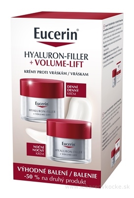 Eucerin HYALURON-FILLER+VOLUME-LIFT DUO proti vráskam, denný krém 50 ml + nočný krém 50 ml (zľava na 2.produkt) 1x1 set
