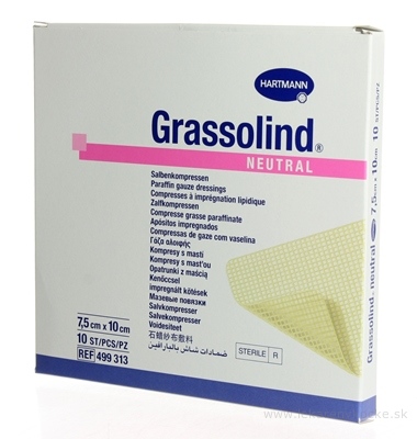 GRASSOLIND NEUTRAL mastný tyl sterilný, impregnovaný neutrálnou masťou (7,5x10 cm) 1x10 ks