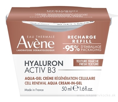 AVENE HYALURON ACTIV B3 Aqua gel krém pre obnovu buniek, náhradná náplň 1x50 ml