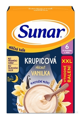 Sunar mliečna KAŠA KRUPICOVÁ Na dobrú noc príchuť vanilka (od ukonč. 6. mesiaca) XXL balenie 1x340 g