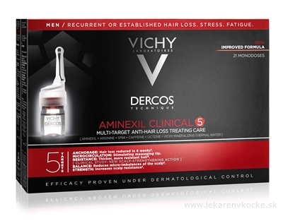 Vichy Dercos Aminexil Clinical 5 cielená starostlivosť proti vypadávaniu vlasov pre mužov (Multi-Target Anti-Hair Loss Treating Care) 21 x 6 ml