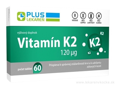 PLUS LEKÁREŇ Vitamín K2 120 μg tbl 1x60 ks