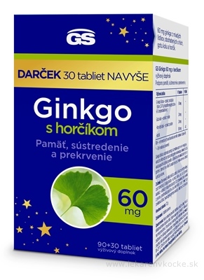 GS Ginkgo 60 mg s horčíkom darček 2023 tbl 90+30 navyše (120 ks)