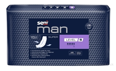SENI MAN Super Level 5 vložky urologické pre mužov, savosť 870 ml, 1x15 ks