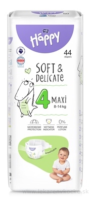 bella HAPPY Soft&Delicate 4 Maxi detské plienky (8-14 kg) 1x44 ks