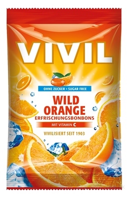 VIVIL BONBONS WILD ORANGE drops s príchuťou pomaranča s vitamínom C, bez cukru 1x60 g