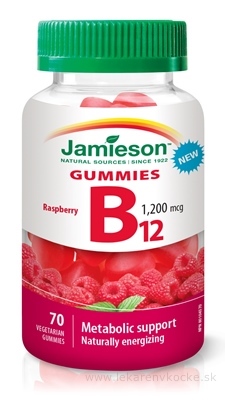 JAMIESON VITAMÍN B12 GUMMIES želatínové pastilky s malinovou príchuťou 1x70 ks
