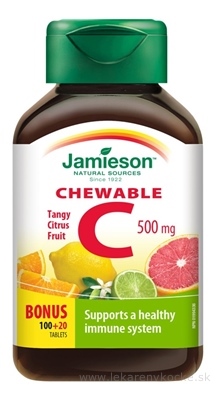 JAMIESON VITAMÍN C 500 mg citrusové ovocie tbl na cmúľanie, 100+20 zadarmo (120 ks)