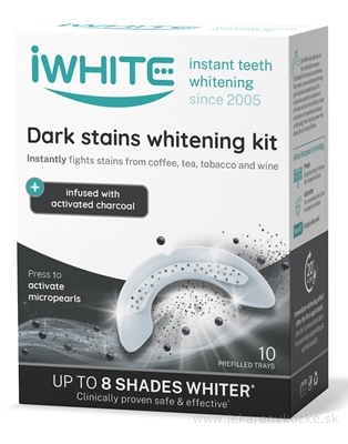 iWHITE DARK STAINS Sada na bielenie zubov aplikátory s mikroperlami s aktívnym uhlím 1x10 ks