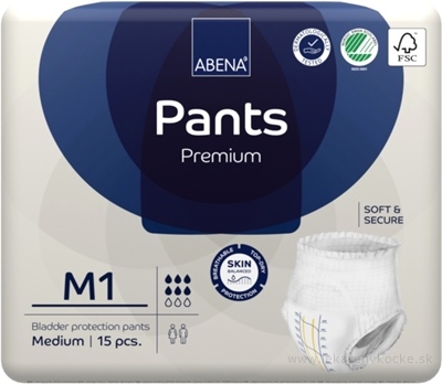 ABENA Pants Premium M1 navliekacie plienkové nohavičky, boky 80-110 cm, savosť 1400 ml, 1x15 ks