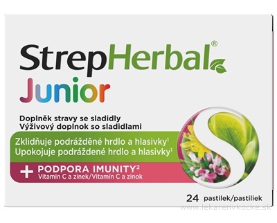 StrepHerbal Junior pastilky s vitamínom C a zinkom 1x24 ks