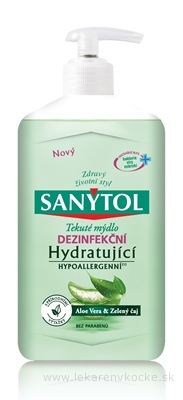 SANYTOL Tekuté mydlo Hydratujúce dezinfekčné, Aloe Vera a Zelaný čaj 1x250 ml