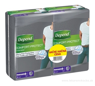 DEPEND NORMAL L/XL pre mužov DUOPACK naťahovacie nohavicky 2x9 ks, 1x1 set