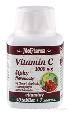 MedPharma VITAMÍN C 1000 mg so šípkami tbl (s postupným uvoľňovaním) (30+7 zadarmo) 1x37 ks