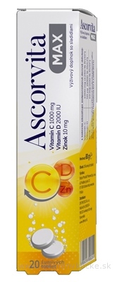 ASCORVITA MAX šumivé tablety vitamín C, D a zinok 1x20 ks