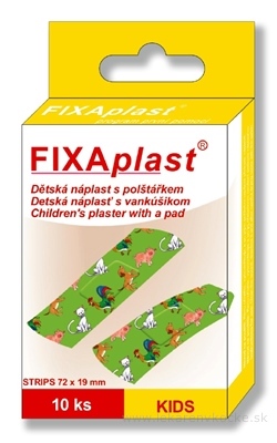 FIXAplast KIDS Detská náplasť strip s vankúšikom 72x19 mm, 1x10 ks