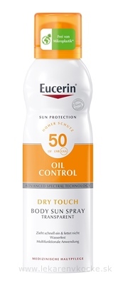 Eucerin SUN OIL CONTROL DRY TOUCH BODY SPF 50 sprej-aerosól, transparentný, na opaľovanie 1x200 ml
