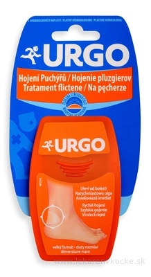 URGO Hojenie pľuzgierov Na päty (na šport) hydrokoloidná náplasť, 7,2x4,3 cm, 1x5 ks