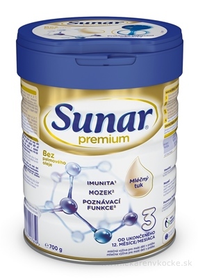 Sunar Premium 3 mliečna výživa (od ukonč. 12. mesiaca) 1x700 g