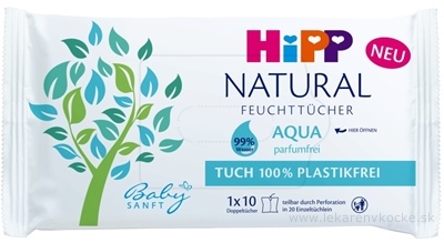 HiPP BabySANFT NATURAL Aqua vlhčené obrúsky čistiace, ultrasensitive 1x10 ks