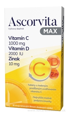 ASCORVITA MAX tbl vitamín C, D a zinok 1x30 ks