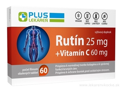 PLUS LEKÁREŇ Rutín 25 mg + Vitamín C 60 mg tbl flm 1x60 ks