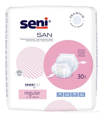 Seni SAN Regular plienky vkladacie, anatomické, 5,5 kvap. 1500 ml, 1x30 ks