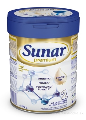 Sunar Premium 2 následná mliečna výživa (od ukonč. 6. mesiaca)1x700 g
