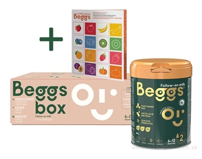 Beggs 2 box následná dojčenská mliečna výživa (od ukonč.6.mesiaca) + pexeso, 3x800 g (2,4 kg)