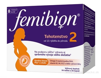 Femibion 2 Tehotenstvo tbl 56 + cps 56 (kys. listová + cholín + DHA + vitamíny + minerály) 1x112 ks