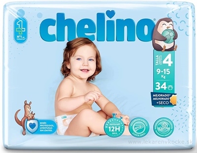 CHELINO T4 detské plienky (9-15 kg) s dermo ochranou 1x34 ks