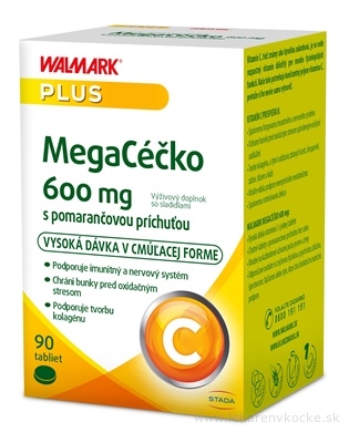 WALMARK MegaCéčko 600 mg cmúľacie tablety, príchuť pomaranč 1x90 ks