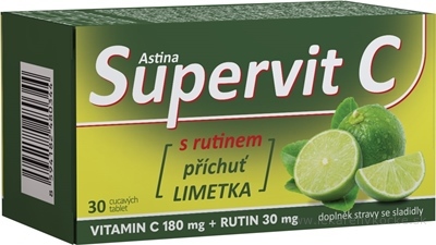 Astina Supervit C s rutínom cmúľacie tablety príchuť limetka 1x30 ks