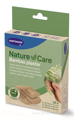 Nature Care Bamboo plaster náplasť priedušná, 3 veľkosti (25x72 mm, 30x40 mm, 40x60 mm) 1x20 ks