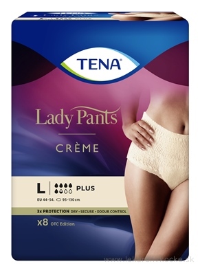 TENA Lady Pants Creme L dámske naťahovacie inkontinenčné nohavičky, krémové 1x8 ks
