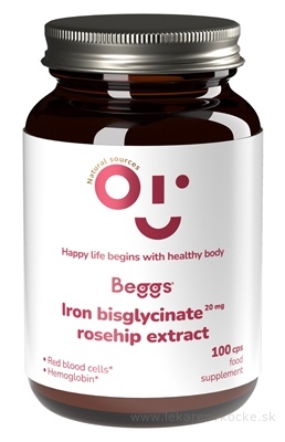 Beggs IRON bisglycinate 20 mg + ROSEHIP extract cps (železo a extrakt zo šípok) 1x100 ks