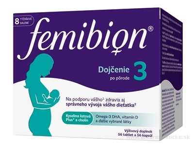 Femibion 3 Dojčenie tbl 56 + cps 56 (kys. listová + cholín + DHA + vitamíny + minerály) 1x112 ks