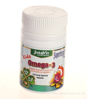 JutaVit Omega-3 Kids žuvacie kapsuly s príchuťou pomaranča 1x45 ks