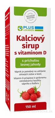 PLUS LEKÁREŇ Kalciový sirup s vitamínom D s príchuťou lesnej jahody 1x150 ml