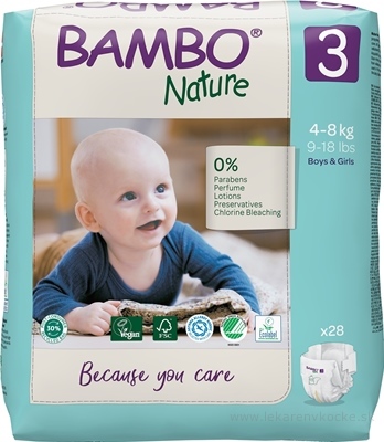 BAMBO 3 (4-8 kg) detské plienky priedušné, savosť 750 ml (inov.2020) 1x28 ks