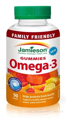 JAMIESON OMEGA-3 GUMMIES želatínové pastilky, mix ovocných príchutí 1x90 ks