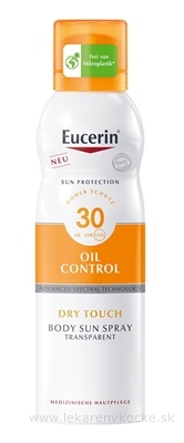 Eucerin SUN OIL CONTROL DRY TOUCH BODY SPF 30 sprej-aerosól, transparentný, na opaľovanie 1x200 ml