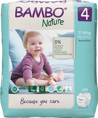 BAMBO 4 (7-14 kg) detské plienky priedušné, savosť 950 ml (inov.2020) 1x24 ks