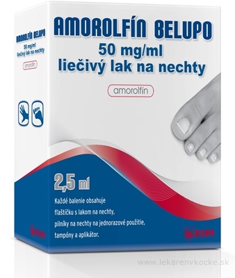 AMOROLFÍN BELUPO 50 mg/ml liečivý lak na nechty lum (fľ.skl.jantárová+30 pilník.+30 tamp.+10 aplikátorov) 1x2,5 ml