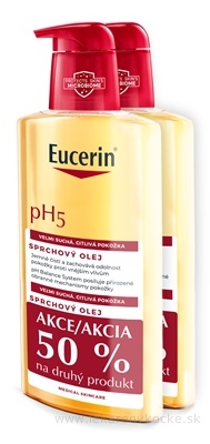 Eucerin pH5 Sprchový olej citlivá, veľmi suchá pokožka (-50% na druhý výrobok) (inov.2024) 2x400 ml