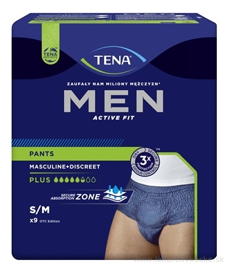 TENA Men Pants Plus Blue S/M pánske inkontinenčné spodné prádlo, modré 1x9 ks